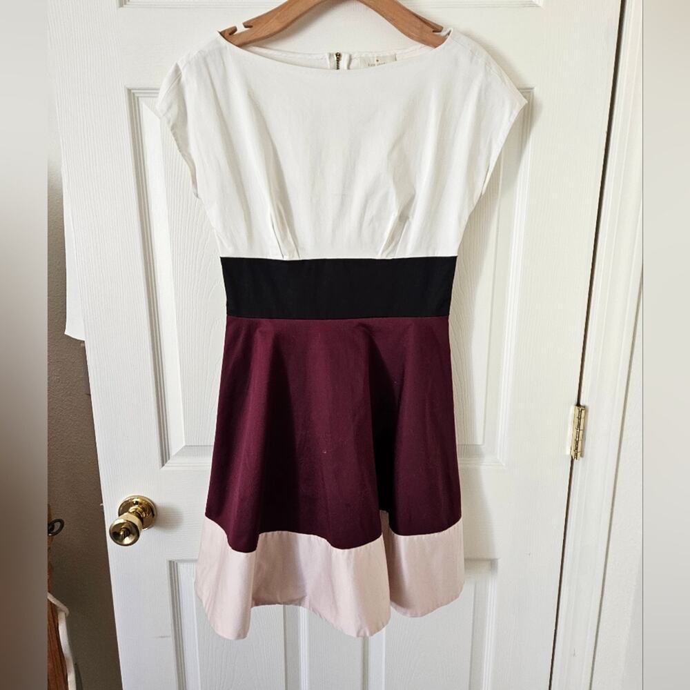 Kate Spade Colorblock Fit & Flare Dress White Plum Occasion Mini Dress